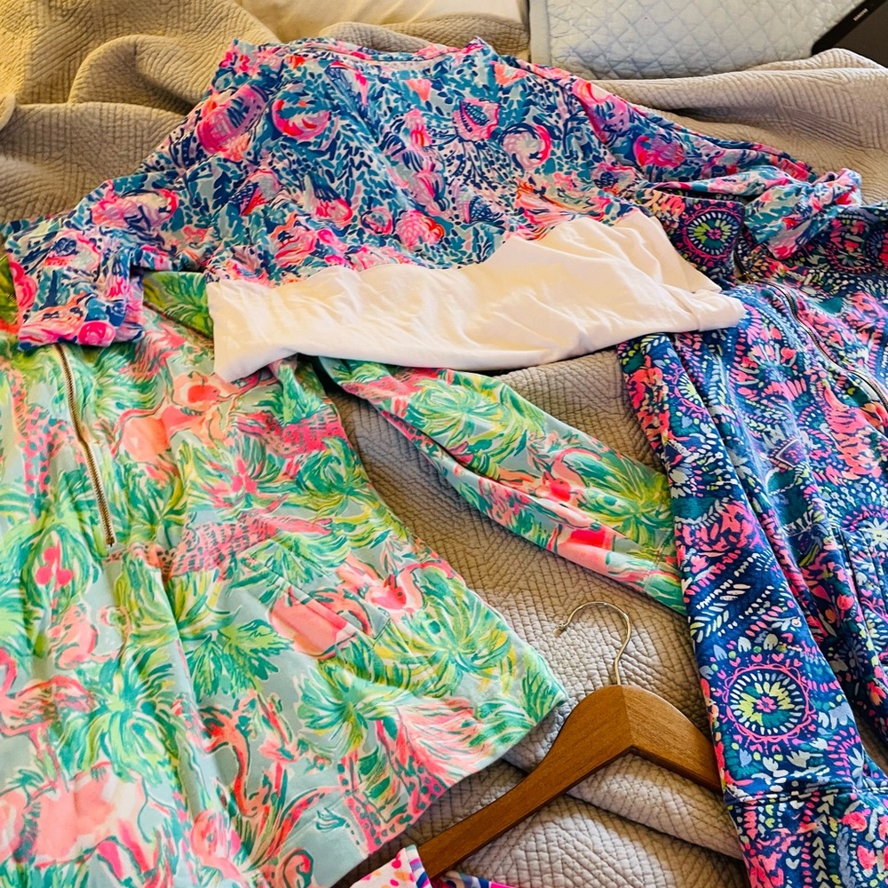 Lilly Pulitzer lot of six items! Three dresses, two pullovers, one shirt.